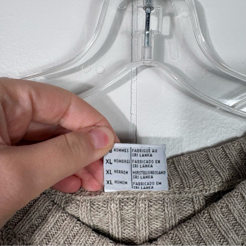 Columbia Vintage Y2K Cotton Brown Beige Ribbed Knit Sweater XL Outdoors Hiking - Picture 4 of 6